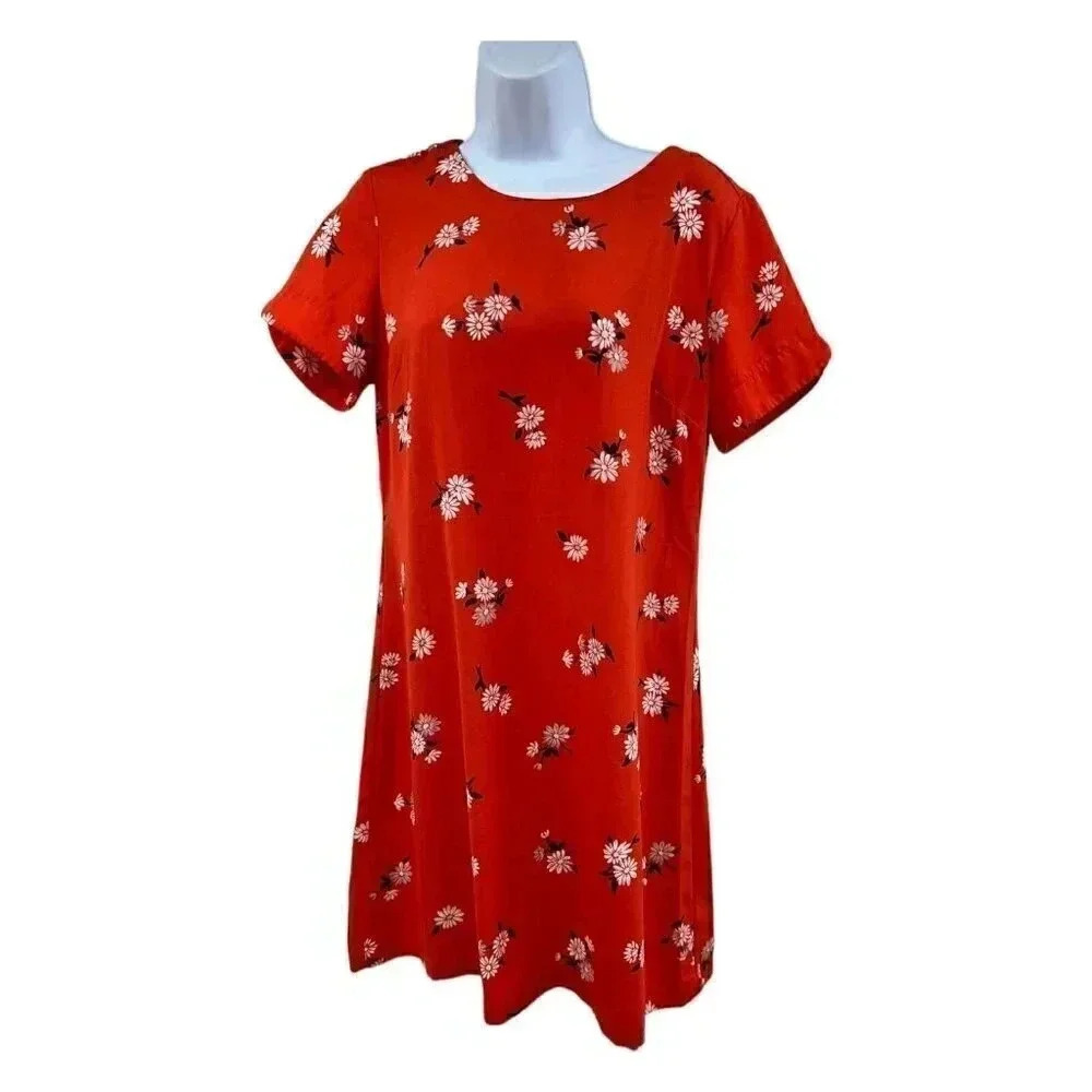 Old Navy red floral dress size small above knee short sleeve